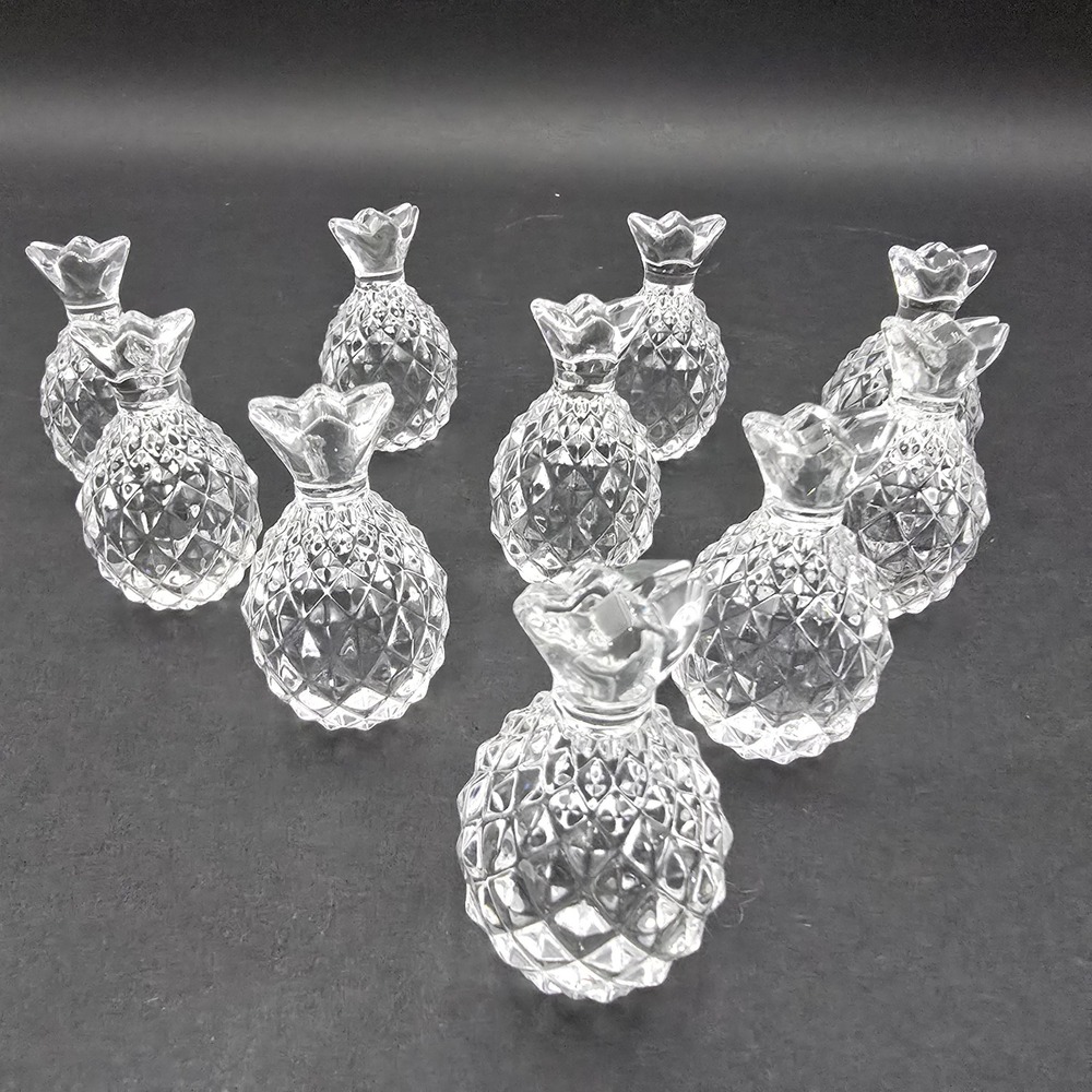 Shannon Crystal Pineapple Place Card Holders Set of 10 Clear Cut Glass Decor